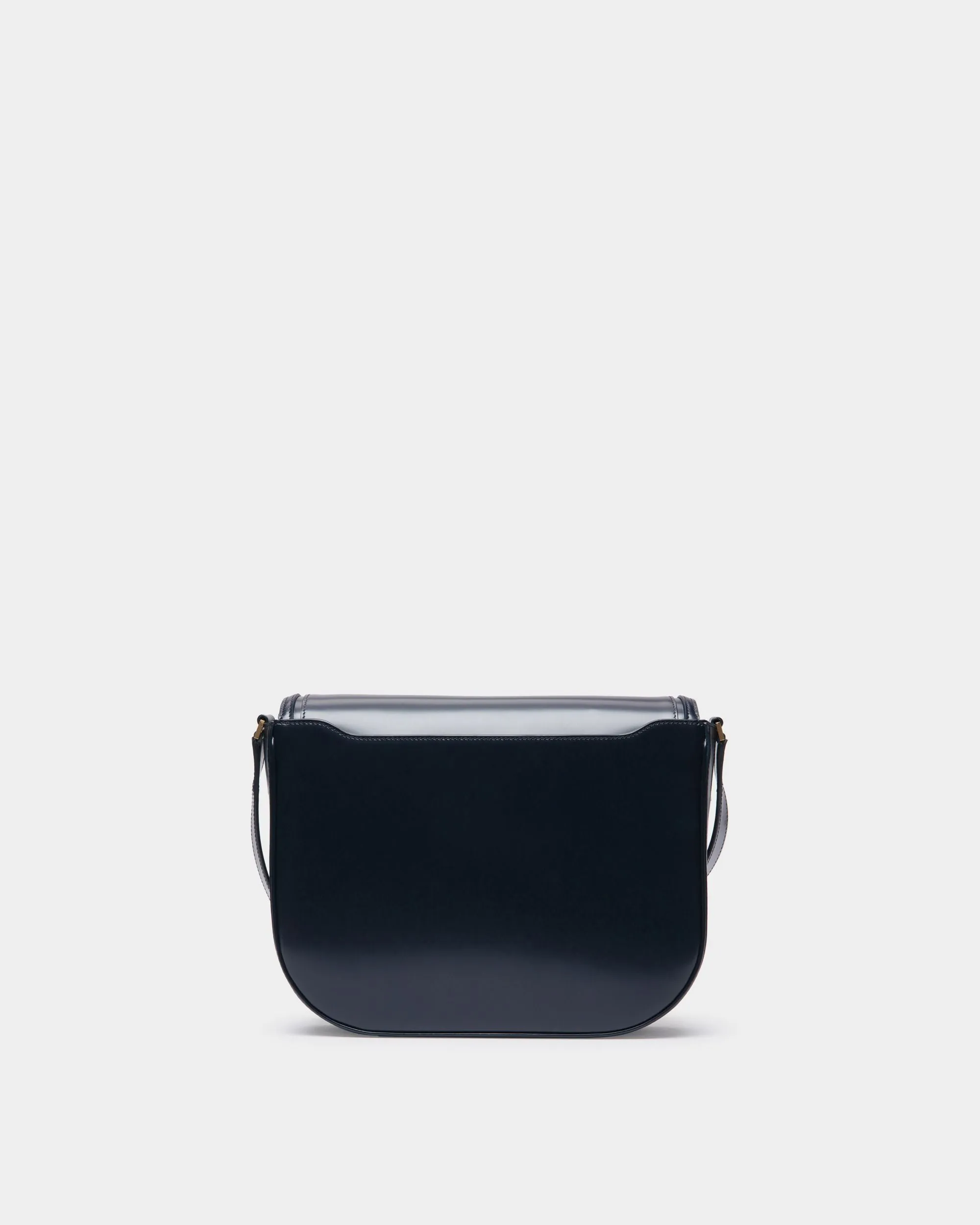 Deco Crossbody Bag in Navy Blue Brushed Leather 