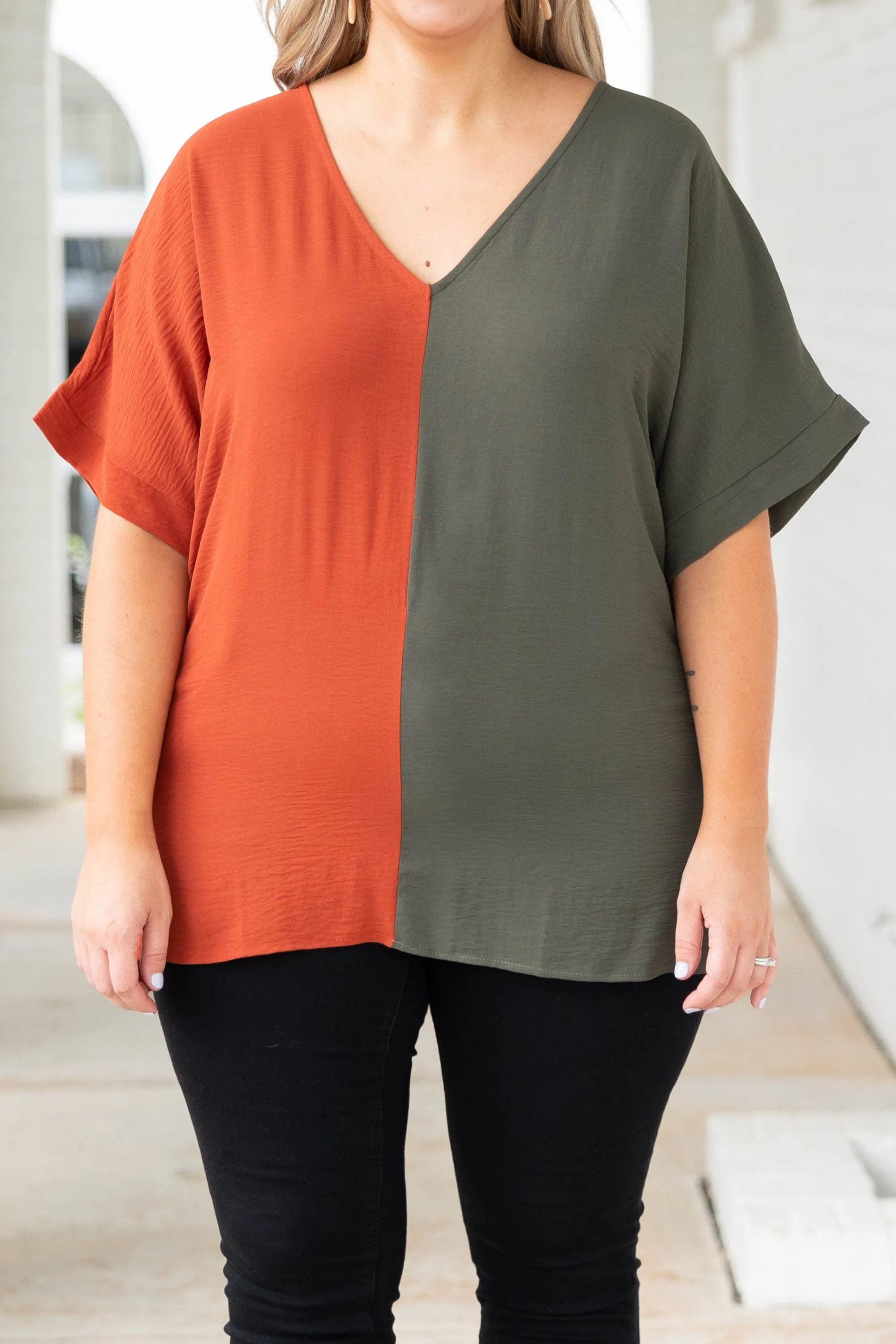 Double Dose of Color Top, Olive