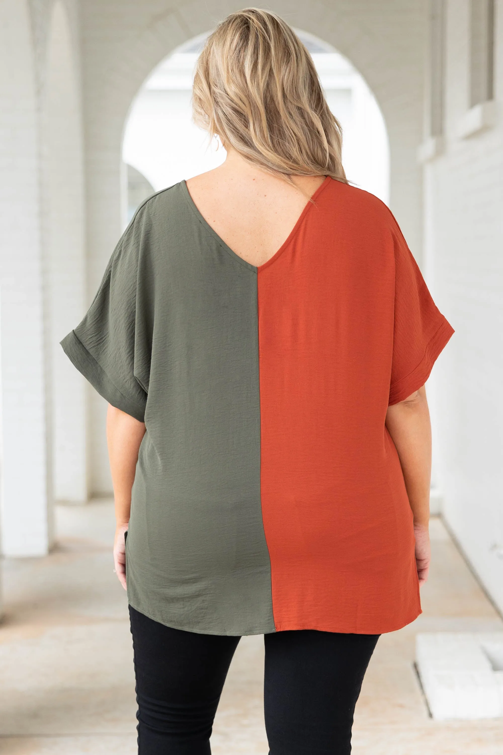 Double Dose of Color Top, Olive