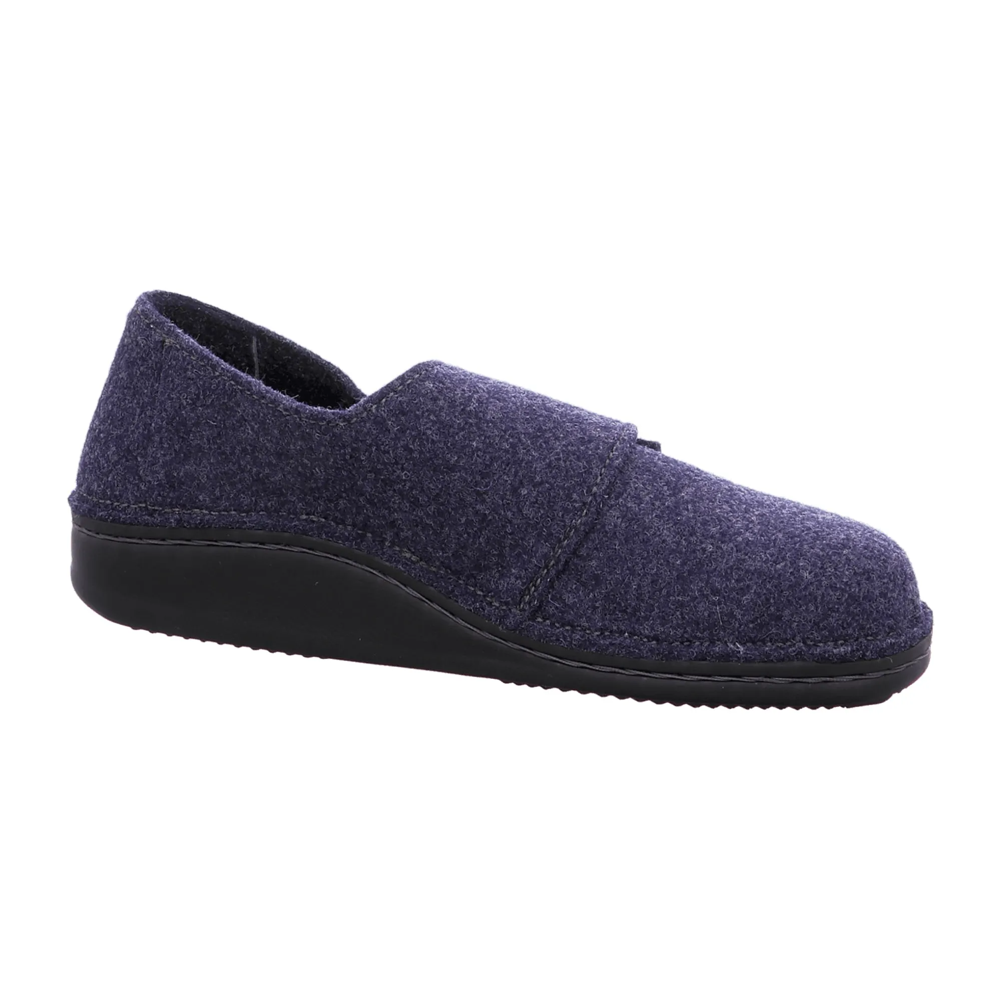 Finn Comfort Filzmoos Men's Comfort Slippers - Dark Blue Wool Felt, Closed Toe House Shoes with Removable Insole