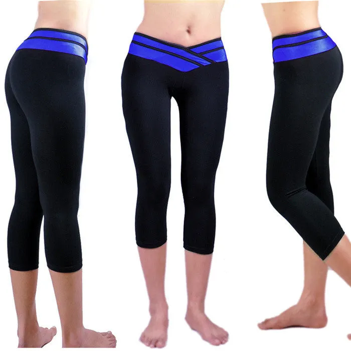 Fitness Fashion Pants Women Solid Stretch Cropped Leggings S-XLSM6