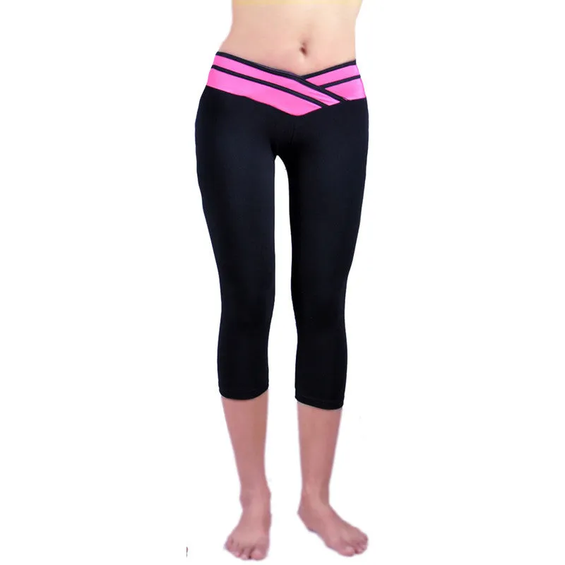 Fitness Fashion Pants Women Solid Stretch Cropped Leggings S-XLSM6