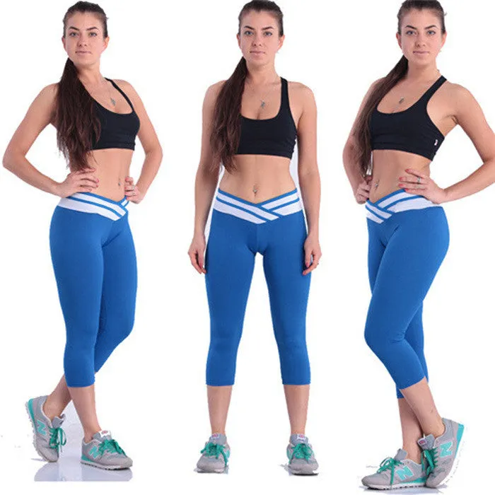 Fitness Fashion Pants Women Solid Stretch Cropped Leggings S-XLSM6