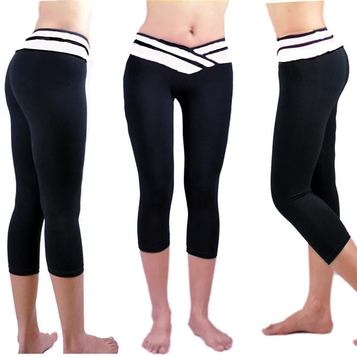 Fitness Fashion Pants Women Solid Stretch Cropped Leggings S-XLSM6