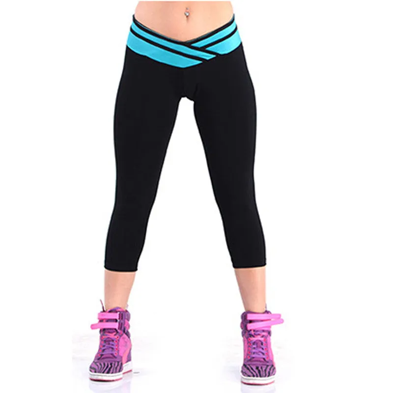 Fitness Fashion Pants Women Solid Stretch Cropped Leggings S-XLSM6