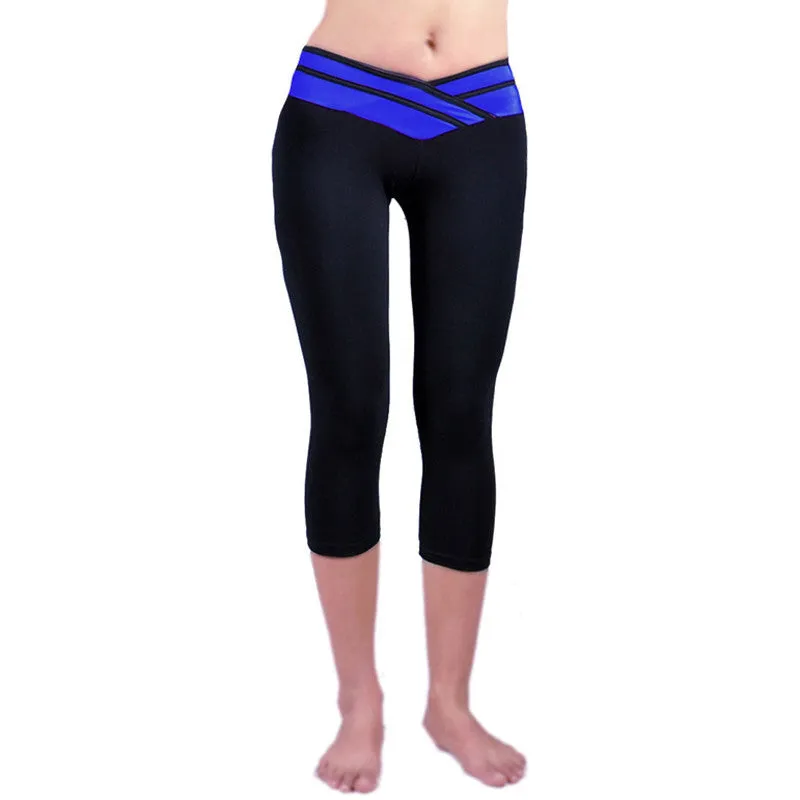 Fitness Fashion Pants Women Solid Stretch Cropped Leggings S-XLSM6