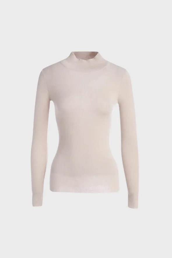 Fitted Mock-Neck Merino Sweater