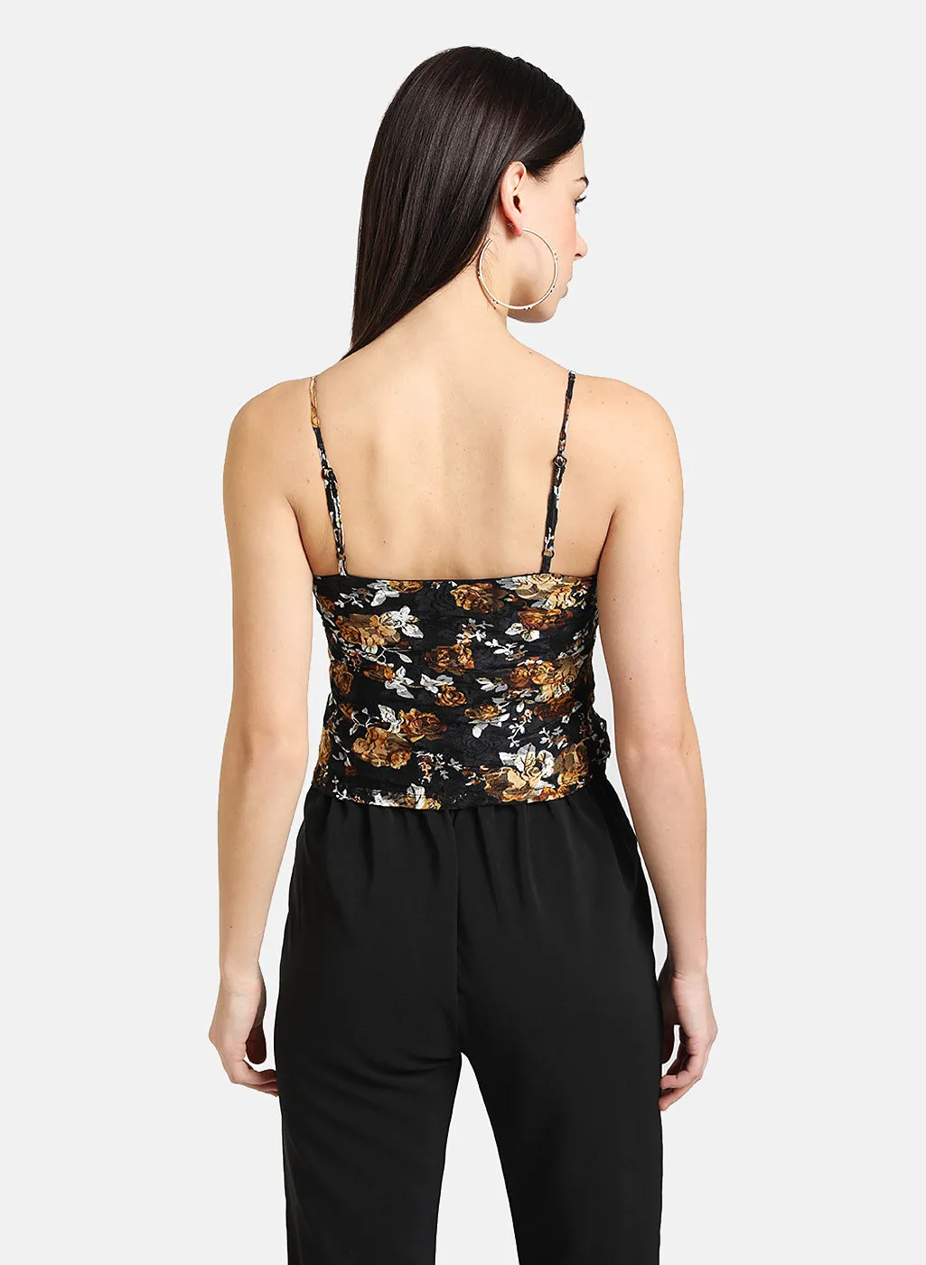 Floral Print Lace Crop Top