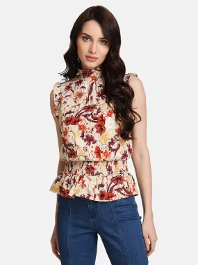 Floral Printed Ruffle Detail Top