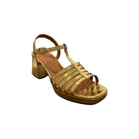 Genial Gold T-Strap Platform