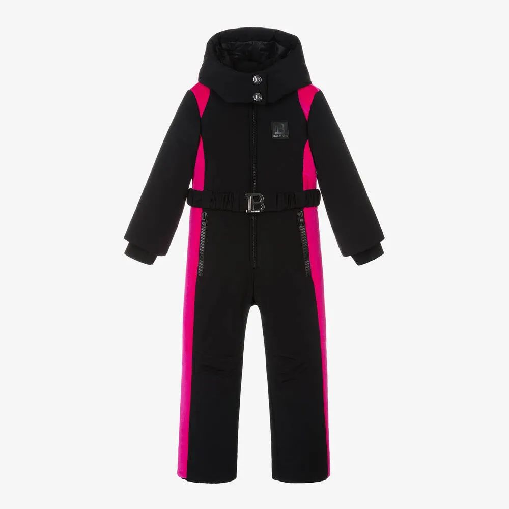 Girls Black & Pink Snowsuit