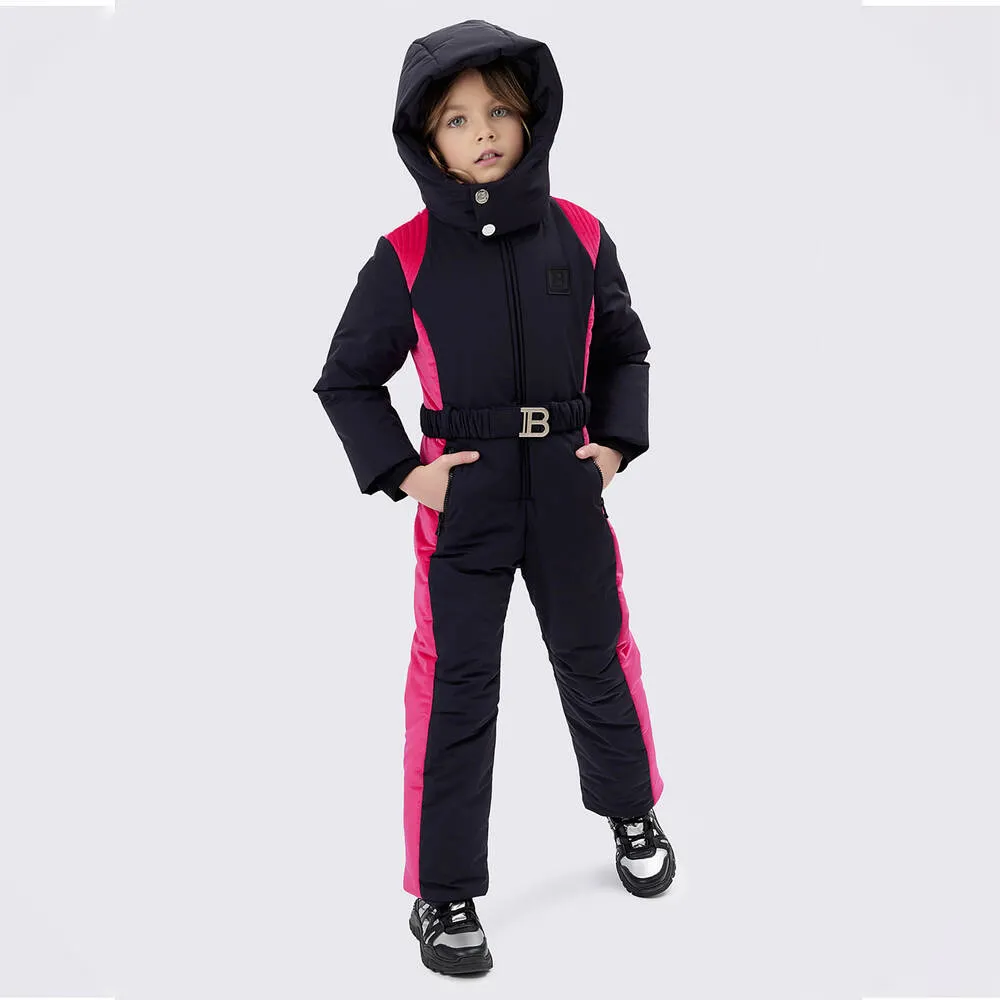 Girls Black & Pink Snowsuit