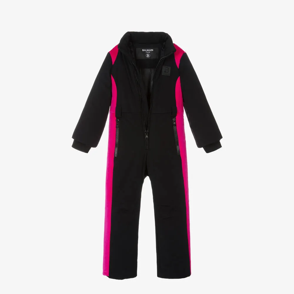 Girls Black & Pink Snowsuit