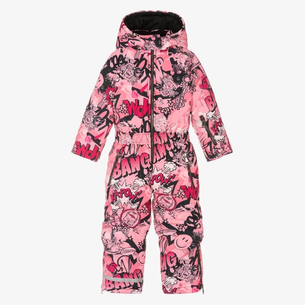 Girls Pink & Black Snowsuit