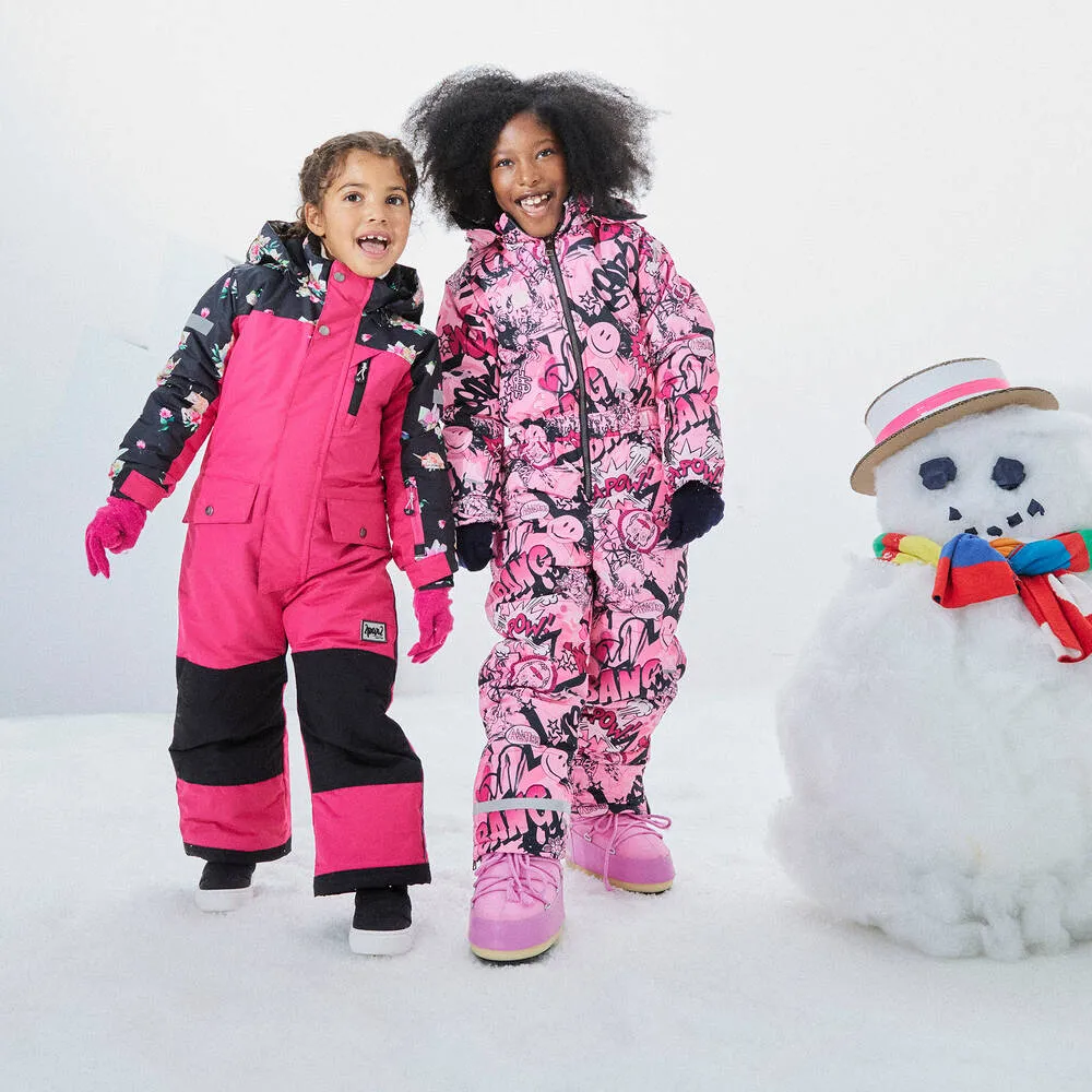 Girls Pink & Black Snowsuit