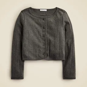 Girls' pointelle cardigan sweater