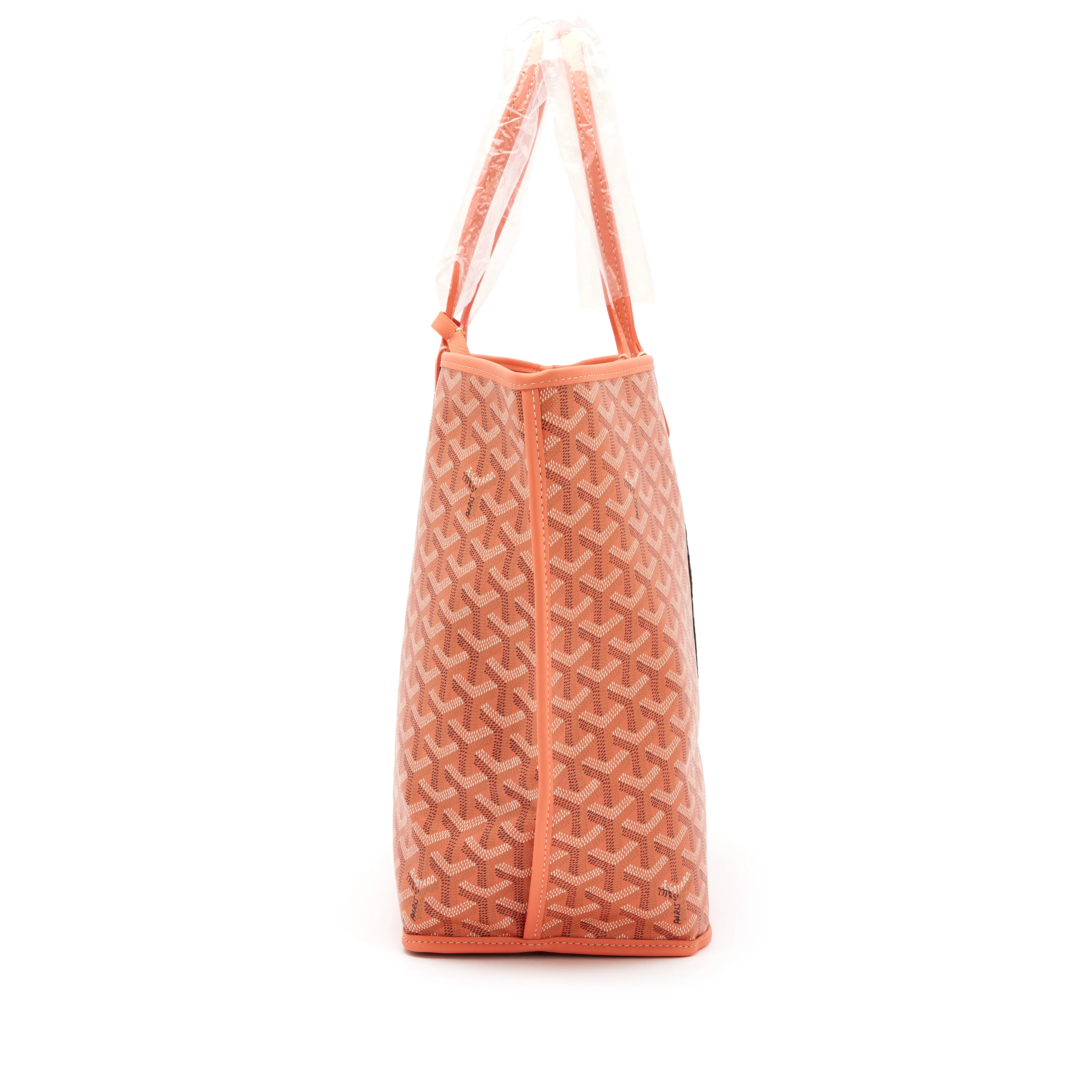 Goyard Limited Edition Coral Pink Goyardine Canvas and Chevroches Calfskin Reversible Seahorse Embroidery Anjou PM Tote, 2024