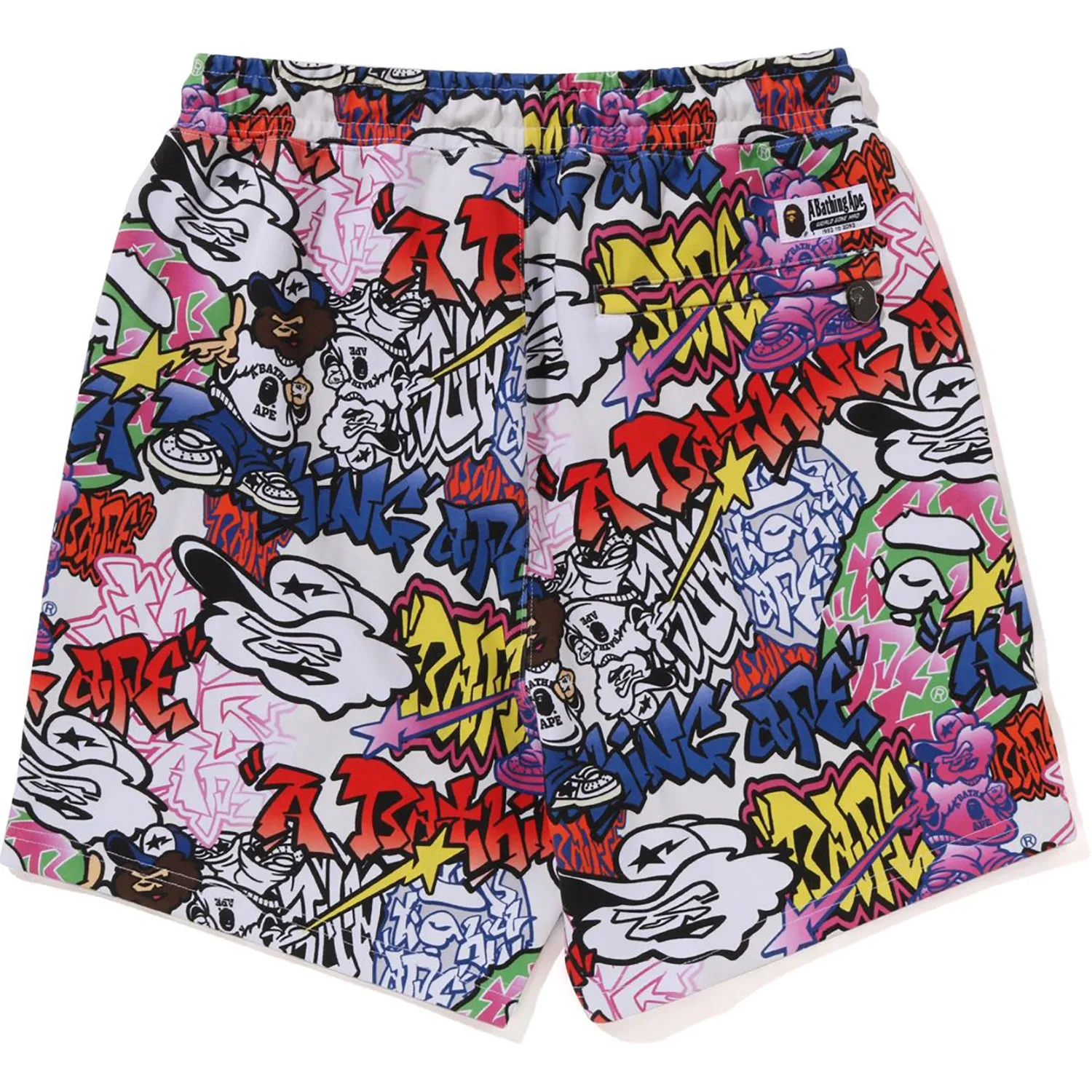 GRAFFITI PATTERN BEACH SHORTS MENS