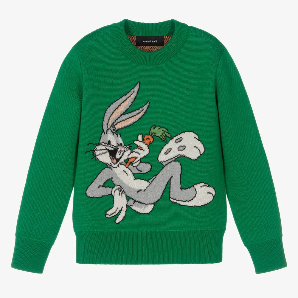 Green Looney Tunes Wool Sweater