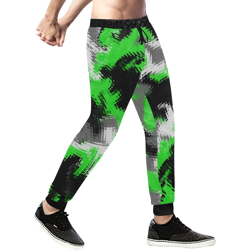 Green Rave Abstract Men's Big & Tall All Over Print Jogger Sweatpants