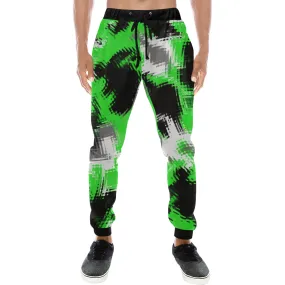 Green Rave Abstract Men's Big & Tall All Over Print Jogger Sweatpants