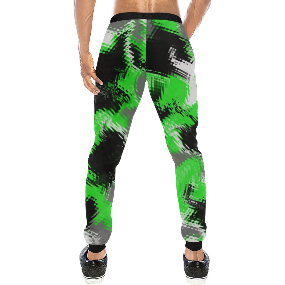 Green Rave Abstract Men's Big & Tall All Over Print Jogger Sweatpants