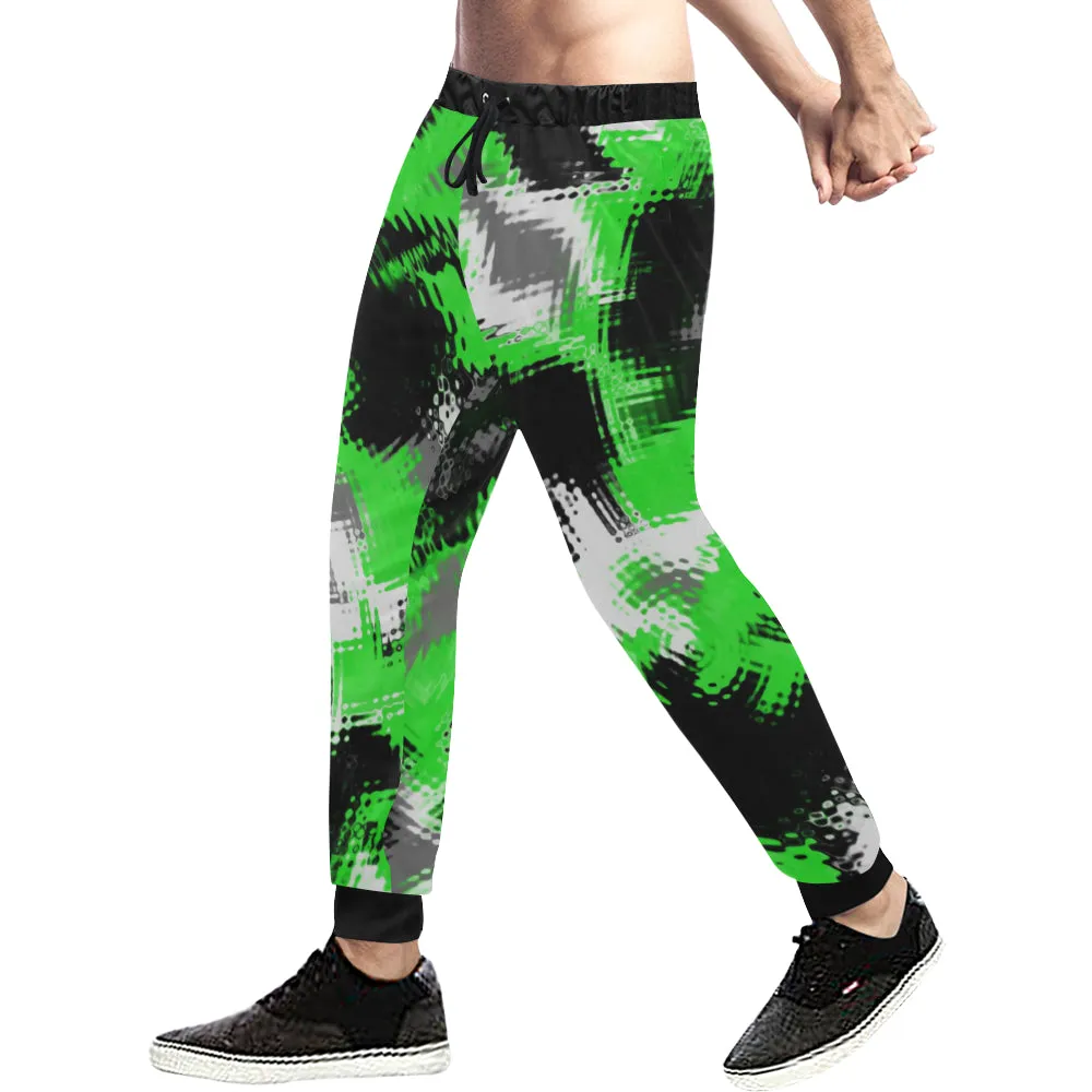 Green Rave Abstract Men's Big & Tall All Over Print Jogger Sweatpants