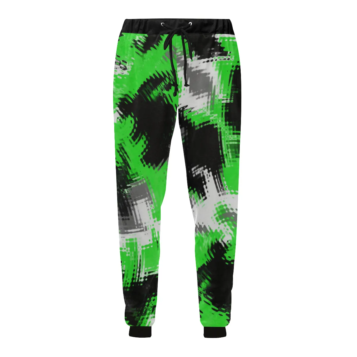 Green Rave Abstract Men's Big & Tall All Over Print Jogger Sweatpants