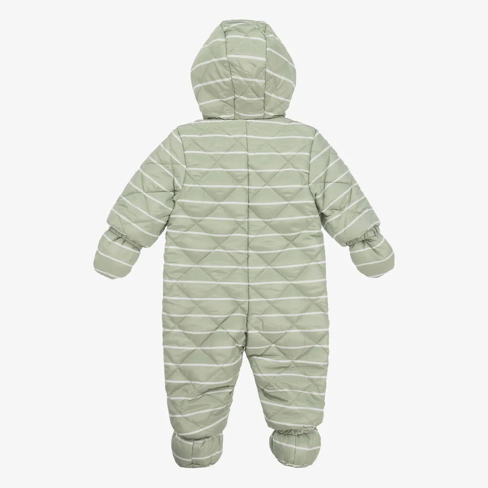 Green Stripe Padded Baby Snowsuit