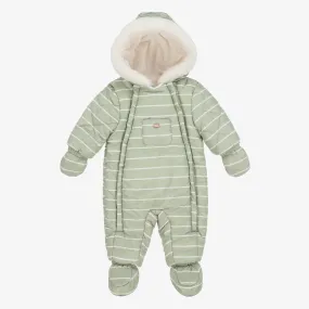 Green Stripe Padded Baby Snowsuit