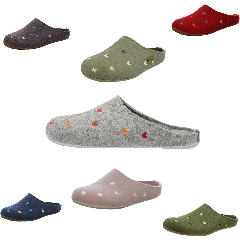 Haflinger Everest Farfalline Felt Clogs Mules Slippers House Shoes Butterfly Indoor