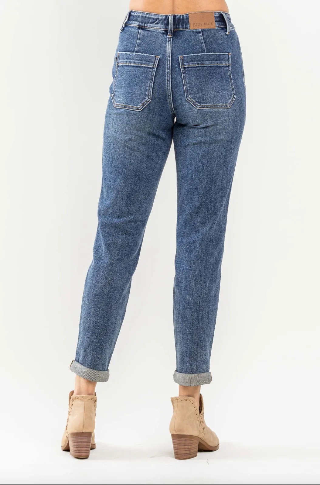 Judy Blue Medium Wash Cuffed Denim Joggers