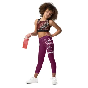 Kids' Girls Yoga Pants Workout Leggings Jiu-Jitsu 013 - Tyrian Purple