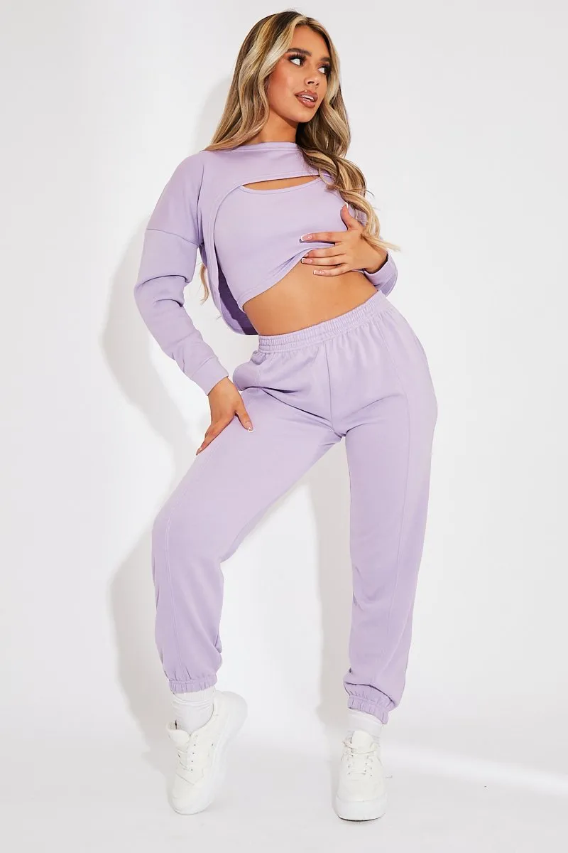 Lilac Top + Joggers 3 Piece Co-ord - Julie