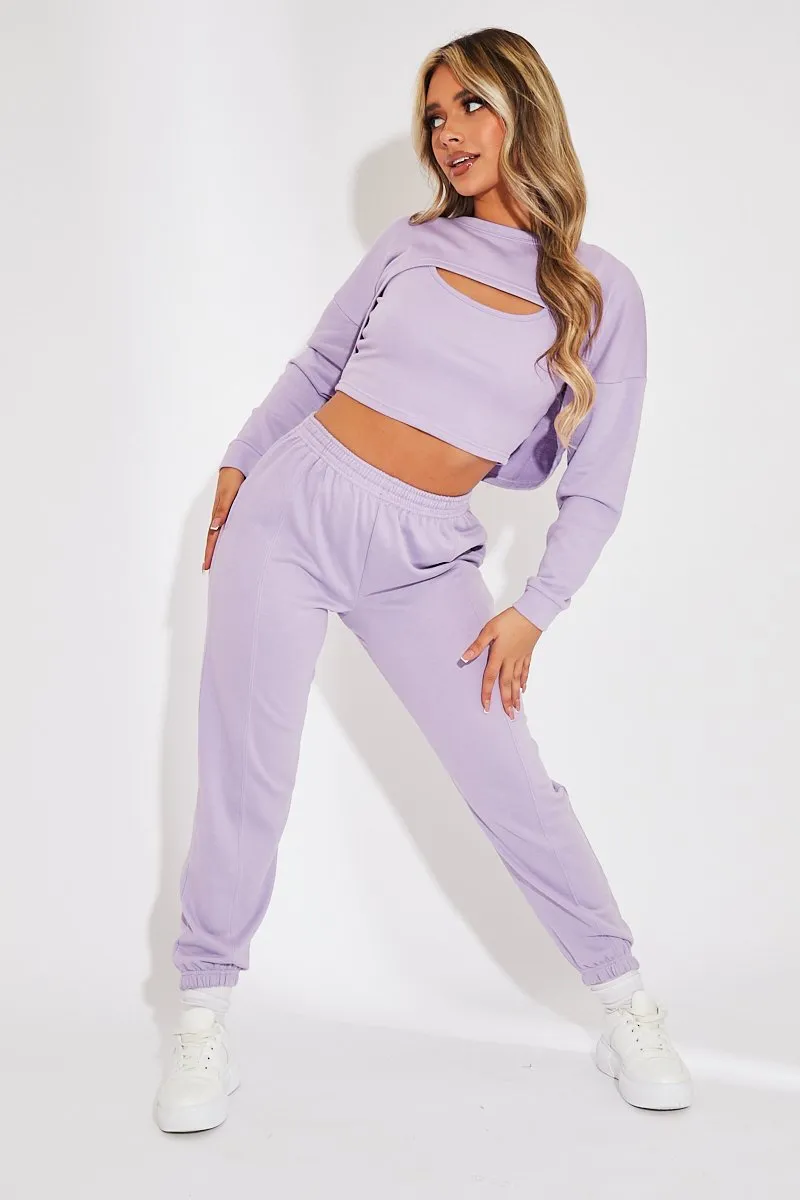 Lilac Top + Joggers 3 Piece Co-ord - Julie