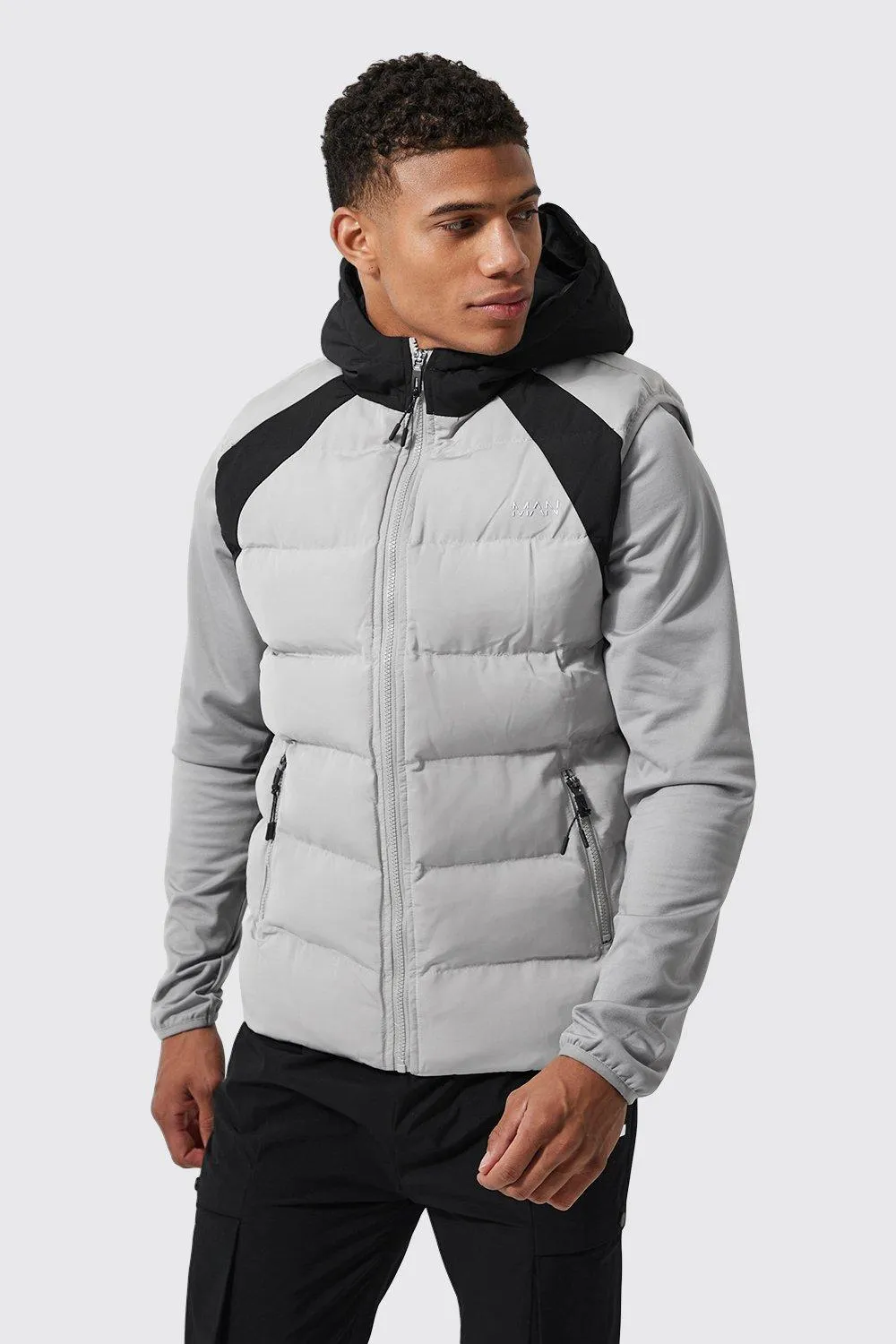 Man Active Colour Block Puffer Body Warmer | boohooMAN UK