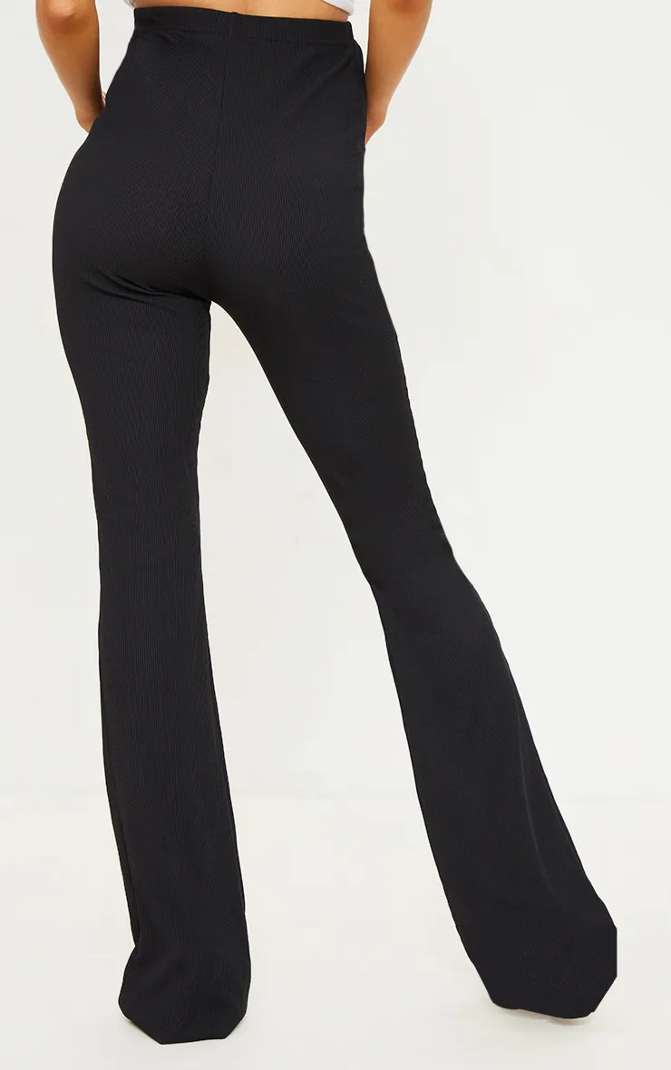 Maternity Black Ribbed Flared Leggings