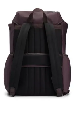 Matte-twill backpack with double monogram and full lining