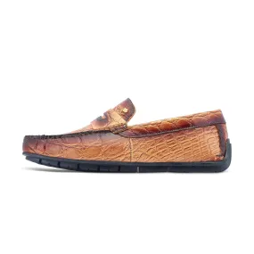 Mauri Sprinter 3517/1 Men's Shoes Dune with Dirty Gold Finish Exotic Alligator Driver Moccasins Loafers (MA5527)