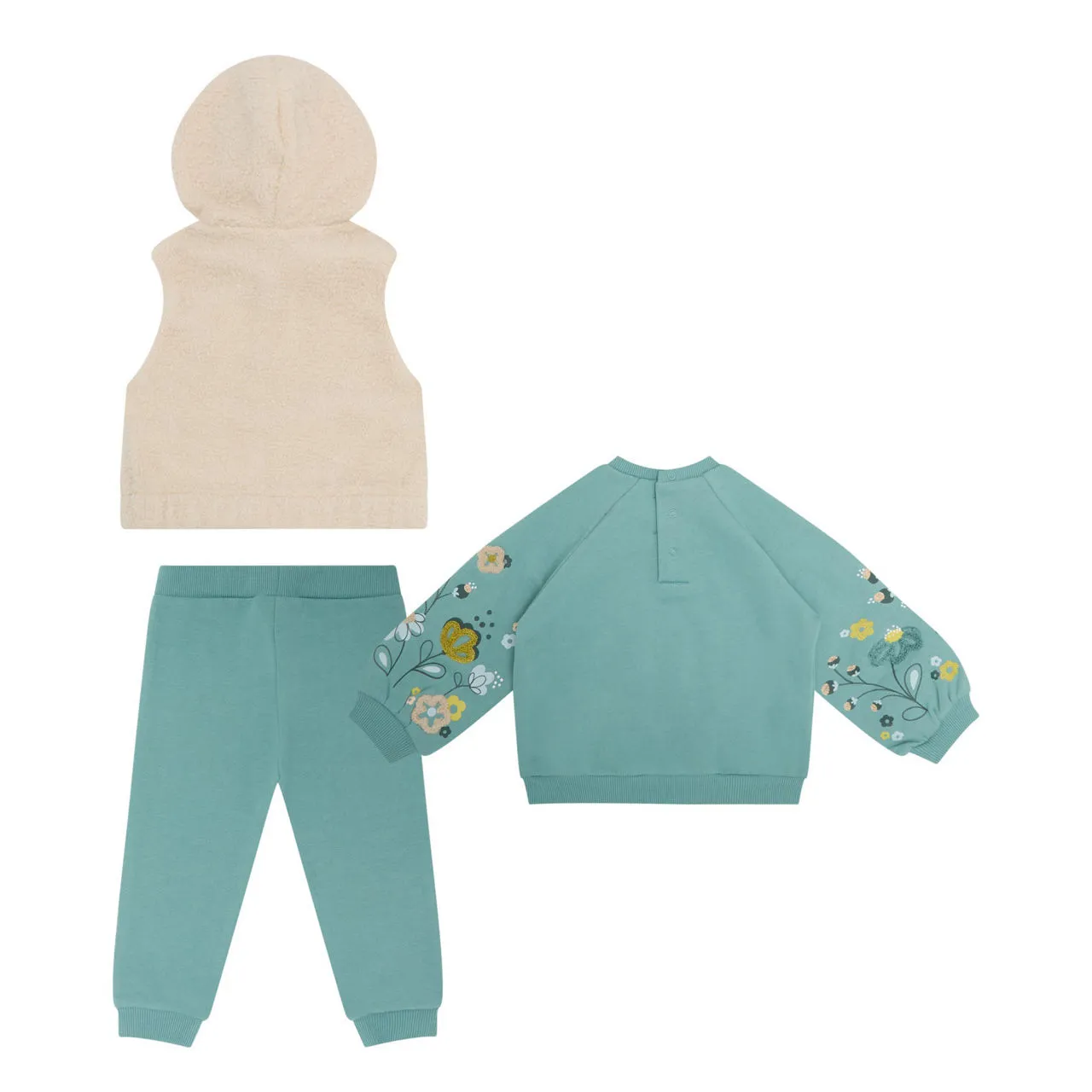 MAYORAL Three-Piece Sweatshirt, Sweatpants & Gilet Set - Light Green