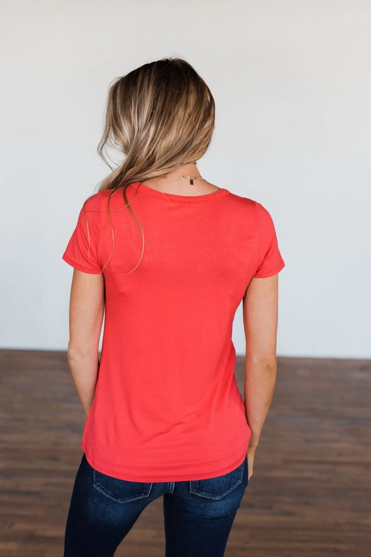 Meet Me Here Short Sleeve Top- Dark Coral