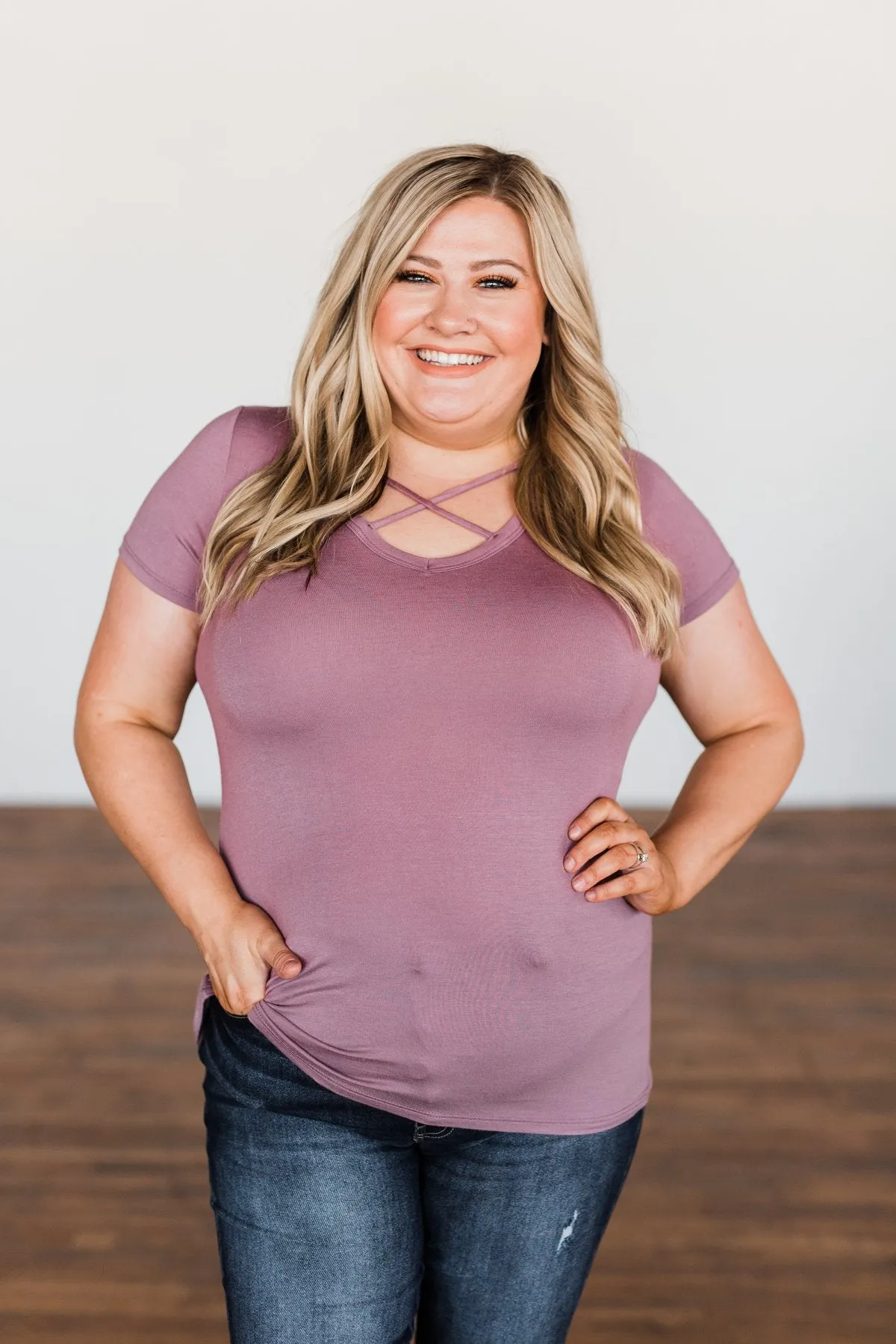 Meet Me Here Short Sleeve Top- Dark Mauve