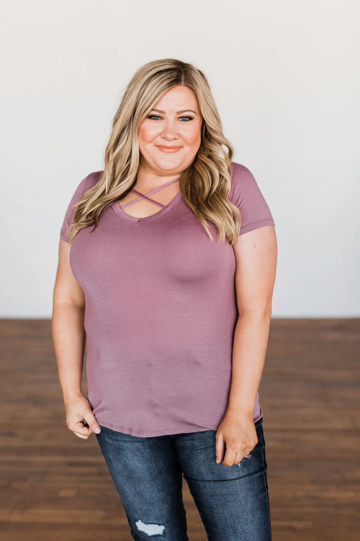 Meet Me Here Short Sleeve Top- Dark Mauve