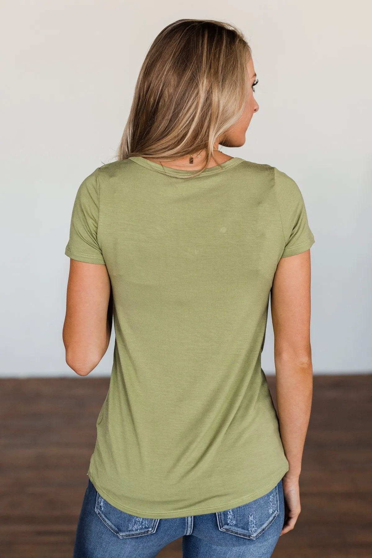 Meet Me Here Short Sleeve Top- Moss Green