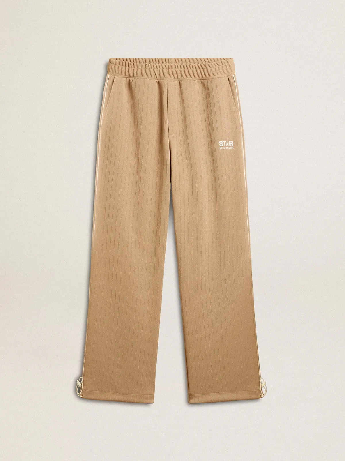 Men’s light beige joggers with white logo