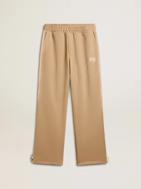 Men’s light beige joggers with white logo