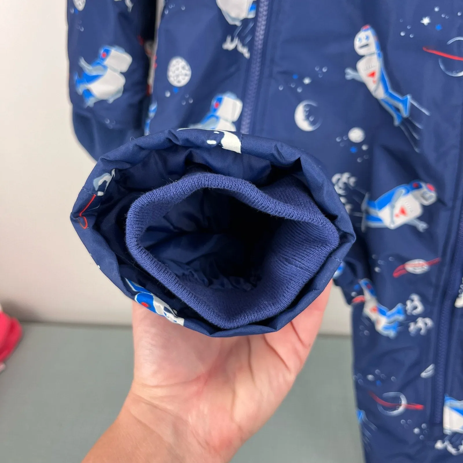 Mini Boden Space Robot Print Snowsuit Beacon Blue 18-24 Months