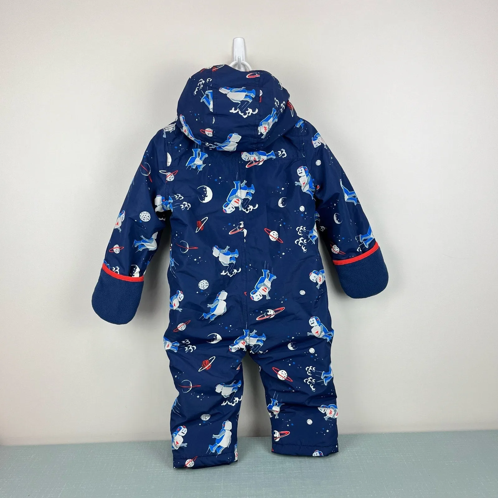 Mini Boden Space Robot Print Snowsuit Beacon Blue 18-24 Months