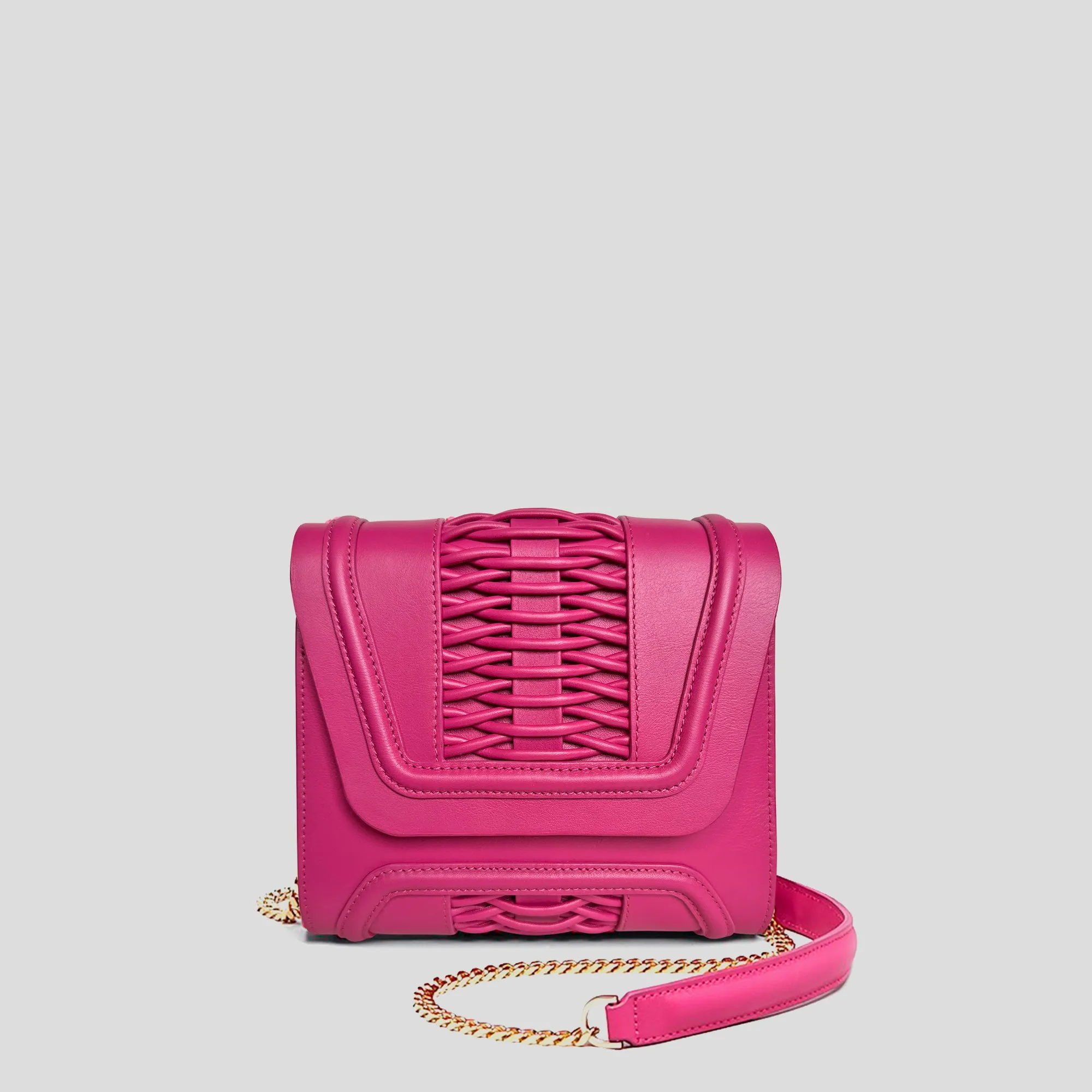 Mini Giovanna fuchsia braided clutch