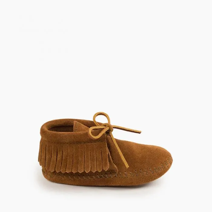 Minnetonka Kids' Classic Fringe Soft Sole Suede Leather Moccasins